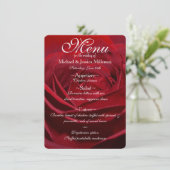 Schönes Hochzeitsmenü für Rote Rosen Menükarte (Stehend Vorderseite)