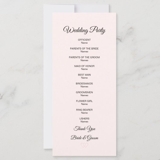 Schönes Hochzeitsprogramm für Blume (Rückseite)