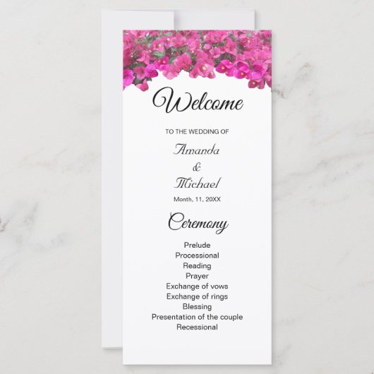 Schönes Hochzeitsprogramm für Blume (Vorderseite)