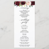 Schönes Hochzeitsprogramm für Burgund Programm (Rückseite)