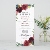 Schönes Hochzeitsprogramm für Burgund Programm (Stehend Vorderseite)