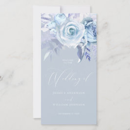 Schönes Hochzeitsprogramm für Dusty Blue Floral