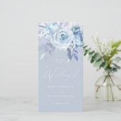 Schönes Hochzeitsprogramm für Dusty Blue Floral (Stehend Vorderseite)