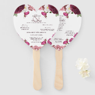 Schönes Hochzeitsprogramm für Floral Burgund Fächer
