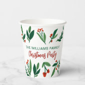 Schönes Holly Berry Personalisiertes Weihnachtsfes Pappbecher (Rückseite)