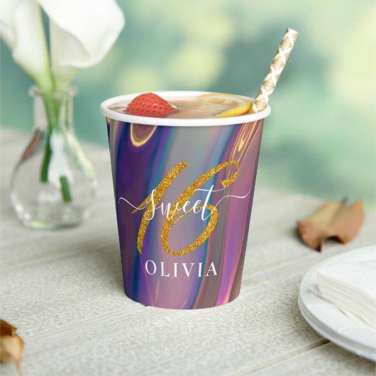Schönes Holographic Sweet 16 Paper Cups Pappbecher (In Situ)