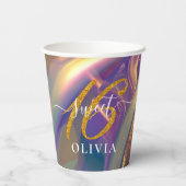 Schönes Holographic Sweet 16 Paper Cups Pappbecher (Rückseite)