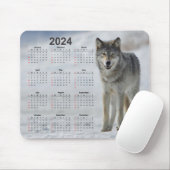 Schönes Holz Wolf 2024 Kalender Mousepad (Mit Mouse)