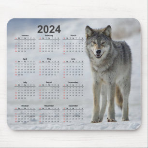 Schönes Holz Wolf 2024 Kalender Mousepad