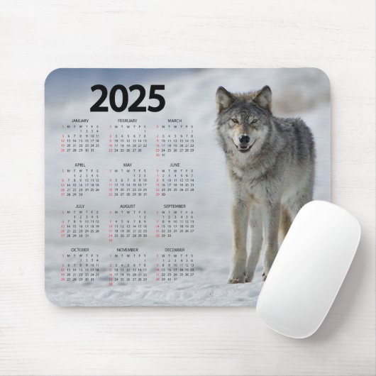 Schönes Holz Wolf 2025 Kalender Mousepad (Mit Mouse)