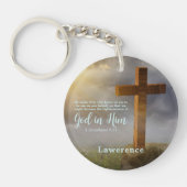 Schönes Holzkreuz Personalisiert Schlüsselanhänger (Vorderseite)