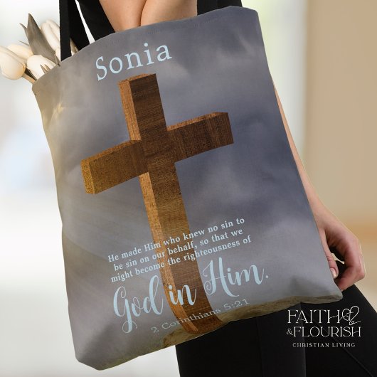 Schönes Holzkreuz Personalisiert Tasche