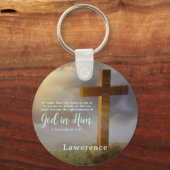 Schönes Holzkreuz Verse Personalisiert Schlüsselanhänger (Vorderseite)