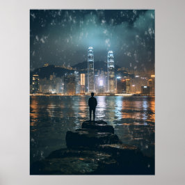Schönes Horizon Hong Kong, Nachtstadt Poster