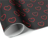 Schönes Hörmuster, rot und schwarz Geschenkpapier (Rolleneckpunkt)
