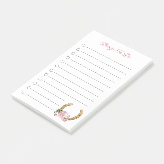 Schönes Hufeisen mit Blume und Aktivitäten Post-it Klebezettel (angewinkelt)