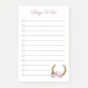 Schönes Hufeisen mit Blume und Aktivitäten Post-it Klebezettel