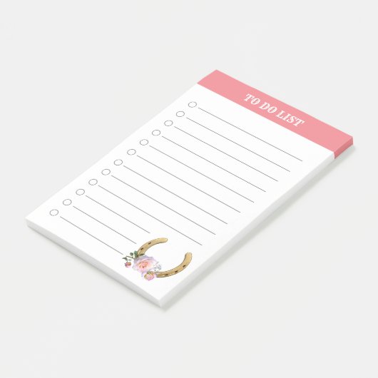 Schönes Hufeisen mit Blume zu erledigen Post-it Klebezettel (angewinkelt)