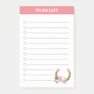 Schönes Hufeisen mit Blume zu erledigen Post-it Klebezettel