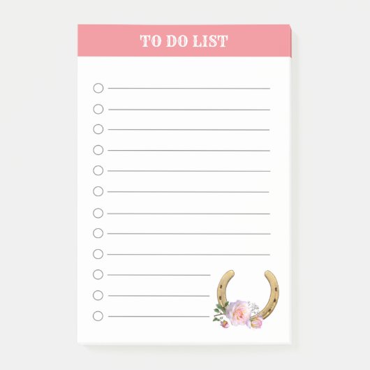 Schönes Hufeisen mit Blume zu erledigen Post-it Klebezettel (Vorderseite)