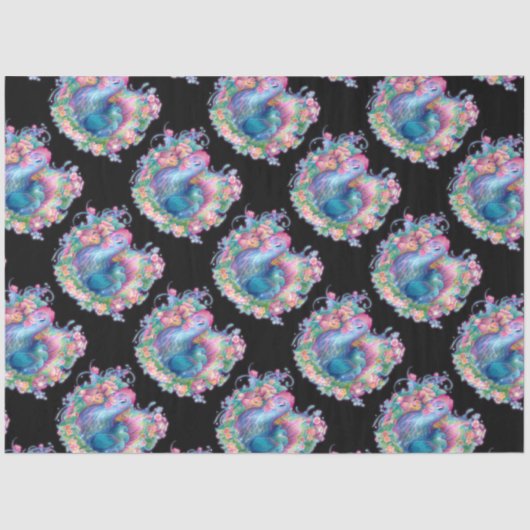 Schönes Huhn und Blume Seidenpapier (Vorderseite)