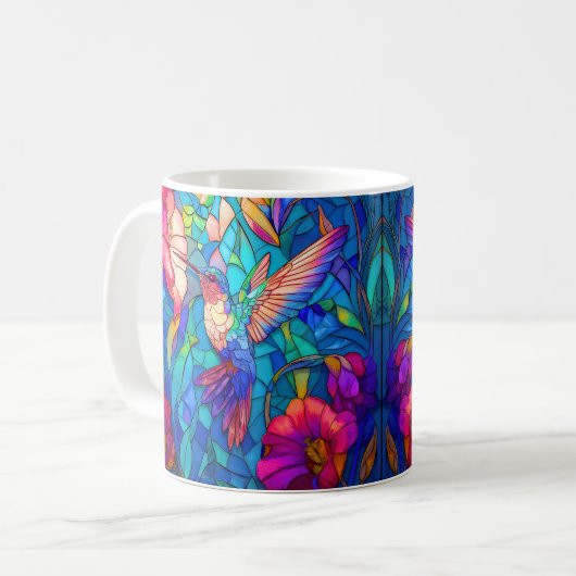 Schönes Hummingbird Flower Garden gesteinigt Glas Kaffeetasse (Vorderseite Links)