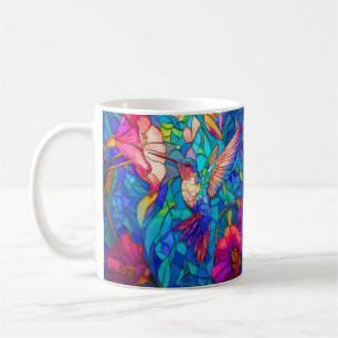 Schönes Hummingbird Flower Garden gesteinigt Glas Kaffeetasse