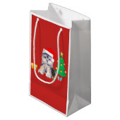 Schönes Hündchen von Weihnachten Kleine Geschenktüte (Vorderseite Schrägansicht)
