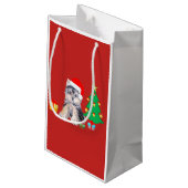 Schönes Hündchen von Weihnachten Kleine Geschenktüte (Rückseite Schrägansicht)