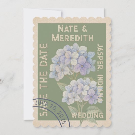 Schönes Hydrangea mit Flora Custom Save The Date (Vorderseite)