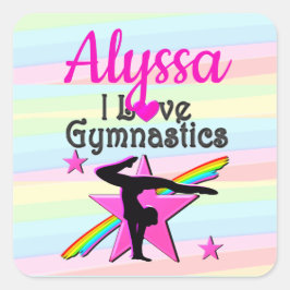 SCHÖNES I LIEBE GYMNASTICS-DESIGN QUADRATISCHER AUFKLEBER