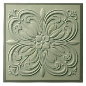 Schönes Imitat mit grüner Blume Fliese (Vorderseite)