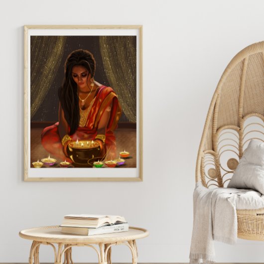 Schönes Indianerportrait Saree Poster