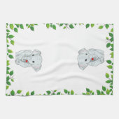 Schönes, individuelles Elefant & Grüne Blätter auf Geschirrtuch (Horizontal)