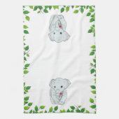 Schönes, individuelles Elefant & Grüne Blätter auf Geschirrtuch (Vertikal)