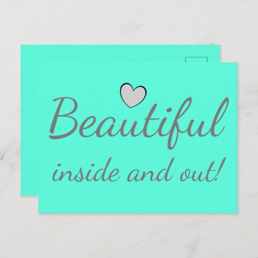 Schönes innen und außen Niedliches Zitat Türkis Postkarte (Vorne/Hinten)