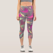 Schönes irrisierendes Blätter Muster Capri Leggings (Vorderseite)