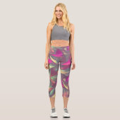 Schönes irrisierendes Blätter Muster Capri Leggings (Vorderseite)