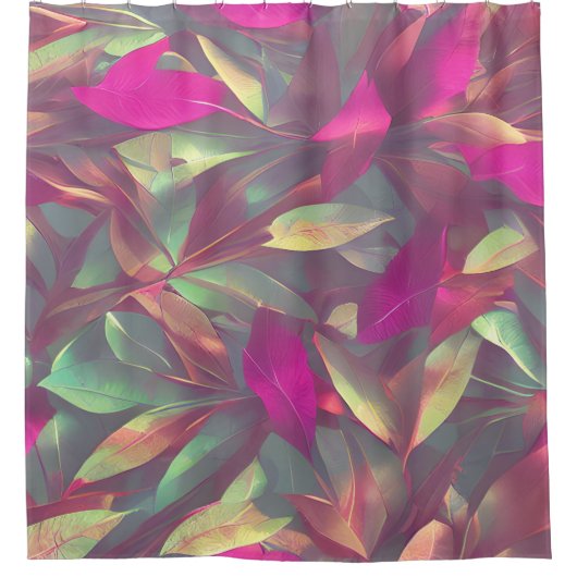 Schönes irrisierendes Blätter Muster Duschvorhang (Vorderseite)