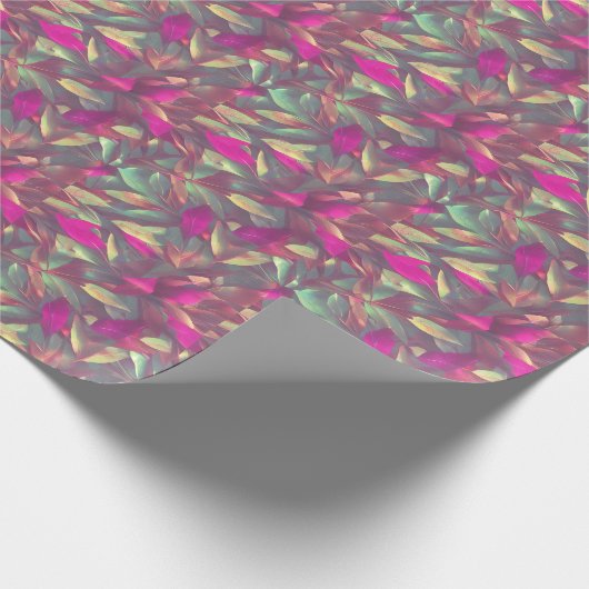 Schönes irrisierendes Blätter Muster Geschenkpapier (Ecke)