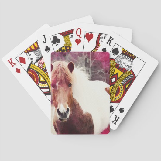 Schönes isländisches Pony, das Poker-Karten spielt Spielkarten (Rückseite)