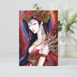 Schönes japanisches Girl Gothic Fantasy Triptych Dankeskarte