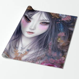 Schönes japanisches Girl Gothic Fantasy Triptych Geschenkpapier