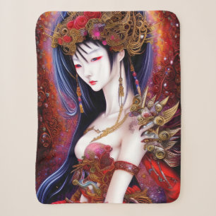 Schönes japanisches Girl Gothic Fantasy Triptych Sherpadecke