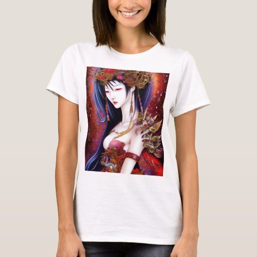 Schönes japanisches Girl Gothic Fantasy Triptych T-Shirt (Vorderseite)