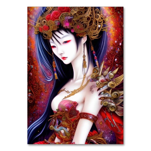 Schönes japanisches Girl Gothic Fantasy Triptych Tischnummer (Vorderseite)