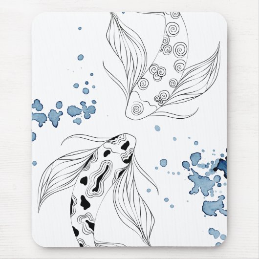 Schönes japanisches Koi Fish Schwimmen Mousepad (Vorne)
