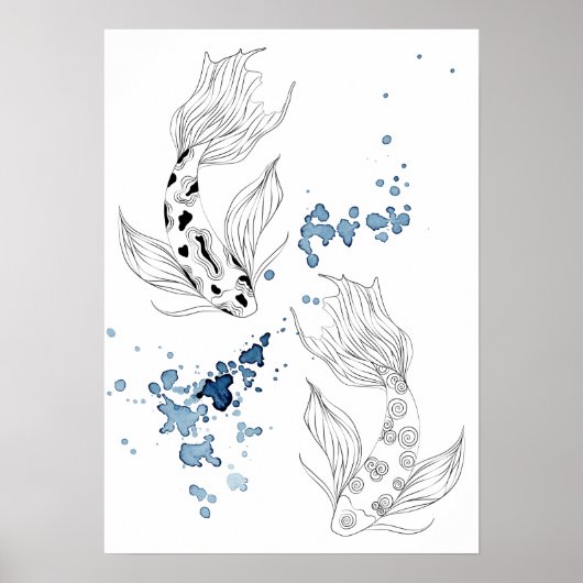 Schönes japanisches Koi Fish Schwimmen Poster (Vorne)