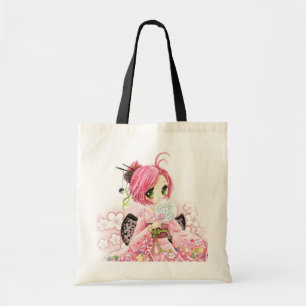 Schönes japanisches Mädchen im Kimono Tragetasche