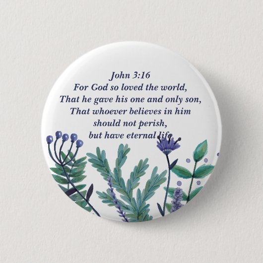 Schönes John 3:16 Hübsches Christliches Zitat Button (Vorderseite)
